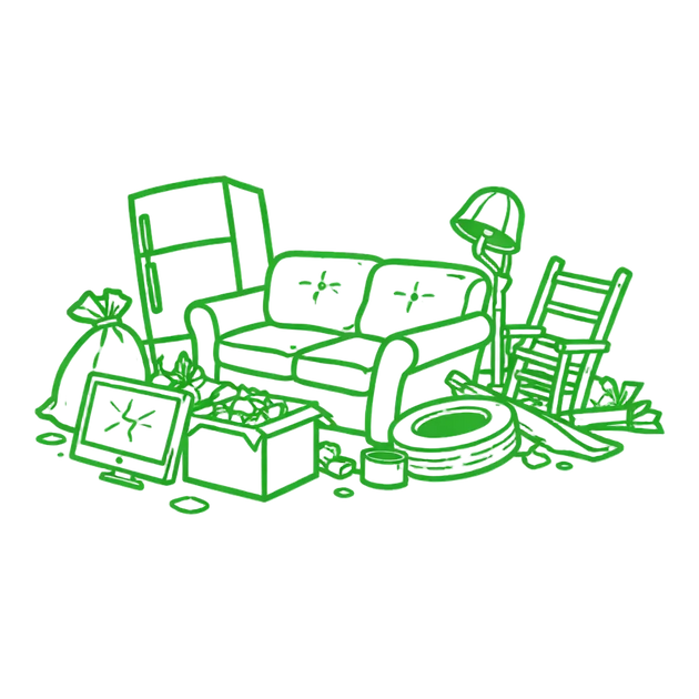 Mixed household waste and junk