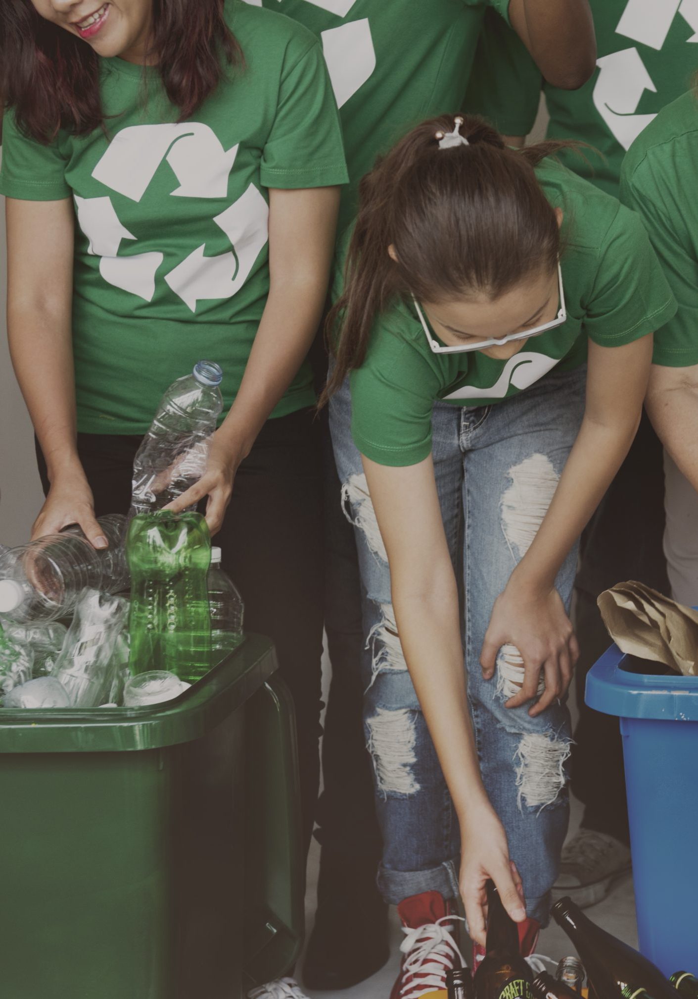 Group of people team with recycle project